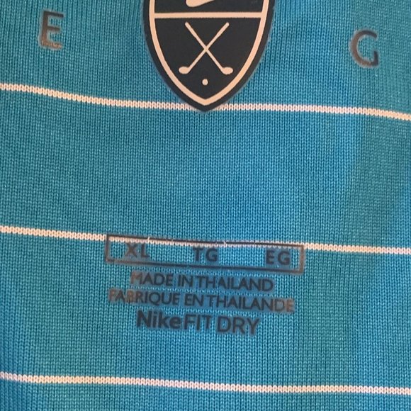 Nike Golf Turquoise Blue White Striped Men's Classic Polo Shirt Size XL silky - Picture 8 of 10